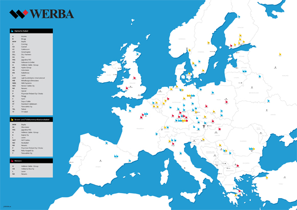 Europakarte mit Firmenstandorten